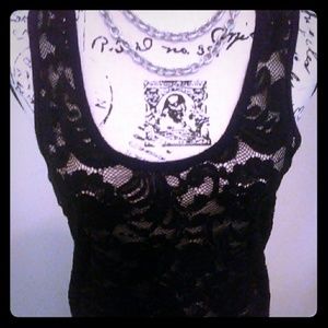 BKE Black lace sparkle tank top
